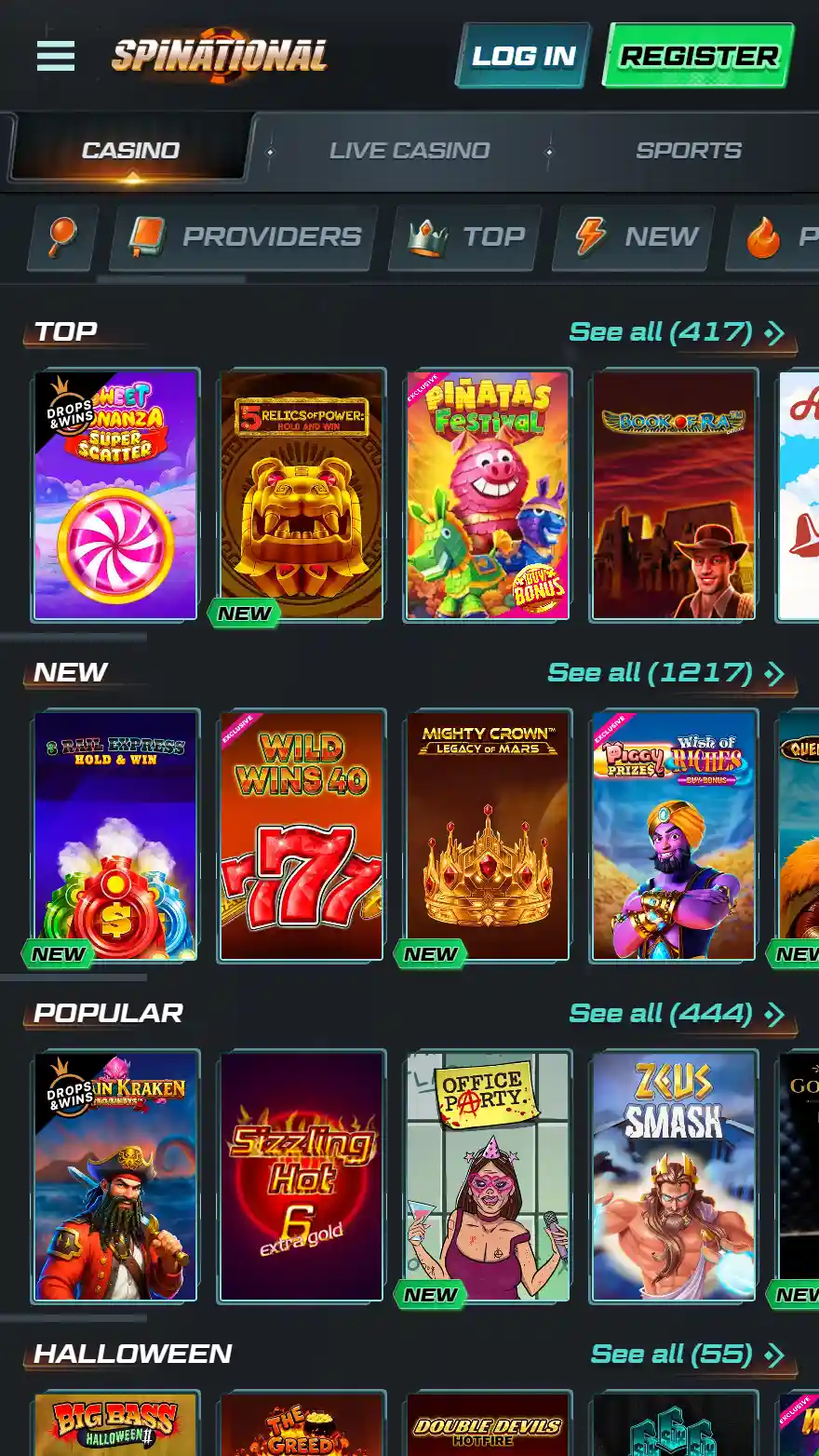 Spinational Casino Affiliate-Landing-Vorschau